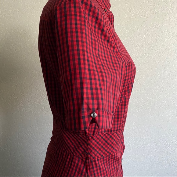 Fred Perry Red and Black Gingham Mini Dress - Picture 7 of 12
